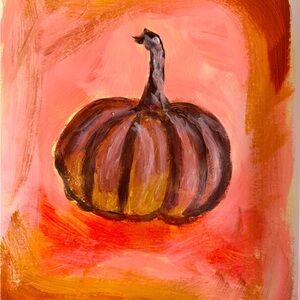 Abstract Pumpkin Art Print - Orange and Brown